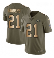 Mens Nike San Francisco 49ers 21 Deion Sanders Limited OliveGold 2017 Salute to Service NFL Jersey