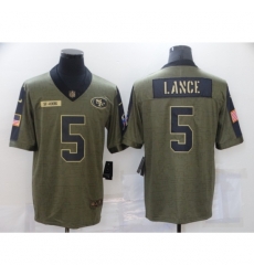 Men's San Francisco 49ers #5 Trey Lance Nike Olive 2021 Salute To Service Limited Player Jersey