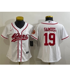 Women San Francisco 49ers 19 Deebo Samuel White With Patch Cool Base Stitched Baseball Jersey