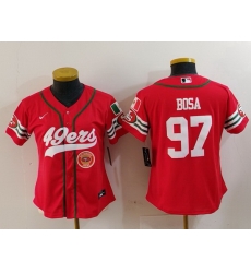 Women San Francisco 49ers 97 Nick Bosa Red Mexico With Patch Cool Base Stitched Baseball Jersey 2