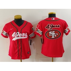 Women San Francisco 49ers Team Big Logo Red Mexico With Patch Cool Base Stitched Baseball Jersey