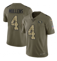 Nike 49ers #4 Nick Mullens Olive Camo Youth Stitched NFL Limited 2017 Salute to Service Jersey