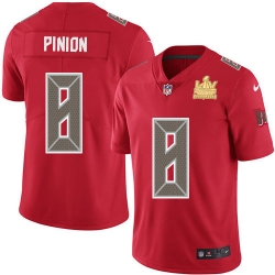 Men Nike Tampa Bay Buccaneers 8 Bradley Pinion Red Men Super Bowl LV Champions Patch Stitched NFL Limited Rush Jersey