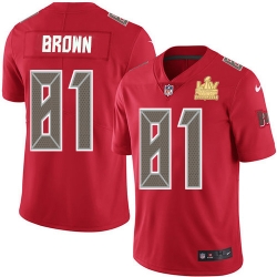 Men Nike Tampa Bay Buccaneers 81 Antonio Brown Red Men Super Bowl LV Champions Patch Stitched NFL Limited Rush Jersey