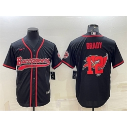 Men Tampa Bay Buccaneers 12 Tom Brady Black Team Big Logo With Patch Cool Base Stitched Baseball Jersey