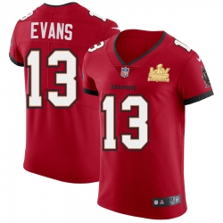 Men Tampa Bay Buccaneers 13 Mike Evans Men Super Bowl LV Champions Patch Nike Red Vapor Elite Jersey