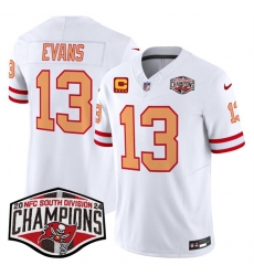 Men Tampa Bay Buccaneers 13 Mike Evans White F U S E  2024 NFC South Champions With 4 Star C Patch Limited Stitched Jersey