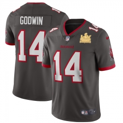 Men Tampa Bay Buccaneers 14 Chris Godwin Men Super Bowl LV Champions Patch Nike Pewter Alternate Vapor Limited Jersey