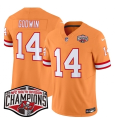 Men Tampa Bay Buccaneers 14 Chris Godwin Orange F U S E  2024 NFC South Champions Limited Stitched Jersey