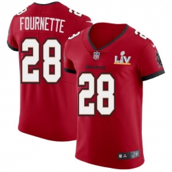 Men Tampa Bay Buccaneers 28 Leonard Fournette Men Super Bowl LV Bound Nike Red Vapor Elite Jersey