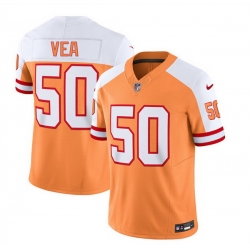 Men Tampa Bay Buccaneers 50 Vita Vea 2023 F U S E  White Gold Throwback Limited Stitched Jersey