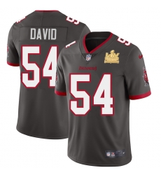 Men Tampa Bay Buccaneers 54 Lavonte David Men Super Bowl LV Champions Patch Nike Pewter Alternate Vapor Limited Jersey