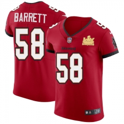 Men Tampa Bay Buccaneers 58 Shaquil Barrett Men Super Bowl LV Champions Patch Nike Red Vapor Elite Jersey