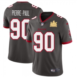 Men Tampa Bay Buccaneers 90 Jason Pierre Paul Men Super Bowl LV Champions Patch Nike Pewter Alternate Vapor Limited Jersey