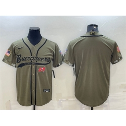 Men Tampa Bay Buccaneers Blank Olive 2022 Salute To Service Cool Base Stitched Baseball Jersey