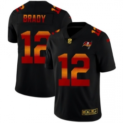 Tampa Bay Buccaneers 12 Tom Brady Men Black Nike Red Orange Stripe Vapor Limited NFL Jersey