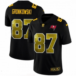 Tampa Bay Buccaneers 87 Rob Gronkowski Men Black Nike Golden Sequin Vapor Limited NFL Jersey