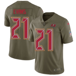 Womens Nike Buccaneers #21 Justin Evans Olive Youth Stitched NFL Limited 2017 Salute to Service Jersey