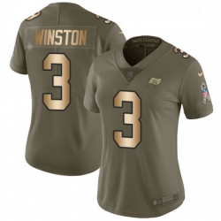 Womens Nike Tampa Bay Buccaneers 3 Jameis Winston Limited OliveGold 2017 Salute to Service NFL Jersey