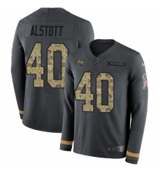 Nike Buccaneers #40 Mike Alstott Anthracite Salute to Service Youth Long Sleeve Jersey