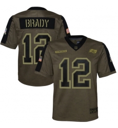 Youth Tampa Bay Buccaneers Tom Brady Nike Olive 2021 Salute To Service Game Jersey