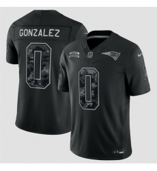 Men New England Patriots  0 Christian Gonzalez Black F U S E  2026 Salute to Service Limited Stitched Football Jersey