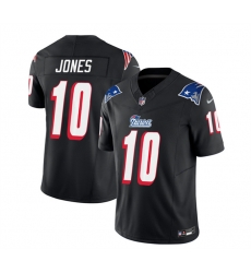 Men New England Patriots 10 Mac Jones Black 2023 F U S E  Throwback Limited Stitched Football Jersey