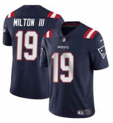 Men New England Patriots 19 Joe Milton III Navy 2024 Vapor Limited Stitched Football Jersey