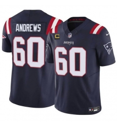 Men New England Patriots 60 David Andrews Navy 2023 F U S E  With 4 Star C Patch Vapor Limited Stitched Football Jersey