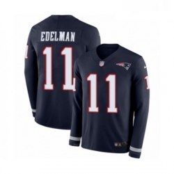 Mens Nike New England Patriots 11 Julian Edelman Limited Navy Blue Therma Long Sleeve NFL Jersey Mens Nike New England Patriots 11 Julian Edelman Limited Navy Blue Therma Long Sleeve NFL Jersey