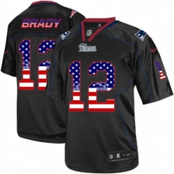 Mens Nike New England Patriots 12 Tom Brady Elite Black USA Flag Fashion NFL Jersey Mens Nike New England Patriots 12 Tom Brady Elite Black USA Flag Fashion NFL Jersey