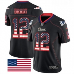 Mens Nike New England Patriots 12 Tom Brady Limited Black Rush USA Flag NFL Jersey Mens Nike New England Patriots 12 Tom Brady Limited Black Rush USA Flag NFL Jersey