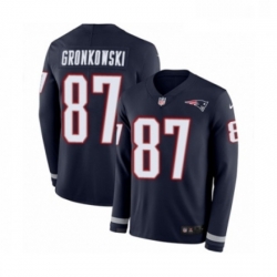 Mens Nike New England Patriots 87 Rob Gronkowski Limited Navy Blue Therma Long Sleeve NFL Jersey Mens Nike New England Patriots 87 Rob Gronkowski Limited Navy Blue Therma Long Sleeve NFL Jersey