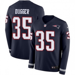 Nike Patriots 35 Kyle Dugger Navy Blue Team Color Men Stitched NFL Limited Therma Long Sleeve Jersey Nike Patriots 35 Kyle Dugger Navy Blue Team Color Men Stitched NFL Limited Therma Long Sleeve Jersey