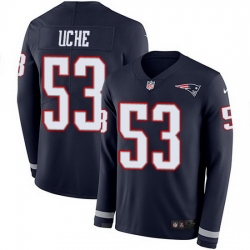 Nike Patriots 53 Josh Uche Navy Blue Team Color Men Stitched NFL Limited Therma Long Sleeve Jersey Nike Patriots 53 Josh Uche Navy Blue Team Color Men Stitched NFL Limited Therma Long Sleeve Jersey