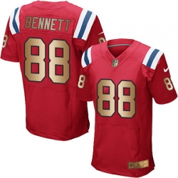 Nike Patriots #88 Martellus Bennett Red Alternate Mens Stitched NFL Elite Gold Jersey Nike Patriots #88 Martellus Bennett Red Alternate Mens Stitched NFL Elite Gold Jersey