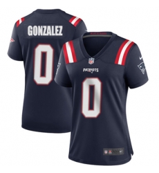 Women New England Patriots 0 Christian Gonzalez Blue Stitched Vapor Limited Jersey