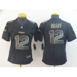 Women Nike Patriots 12 Tom Brady Black Gold Vapor Untouchable Limited Jersey