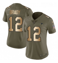 Womens Nike New England Patriots 12 Tom Brady Limited OliveGold 2017 Salute to Service NFL Jersey