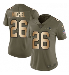 Womens Nike New England Patriots 26 Sony Michel Limited Olive Gold 2017 Salute to Service NFL Jersey