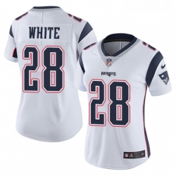 Womens Nike New England Patriots 28 James White White Vapor Untouchable Limited Player NFL Jersey