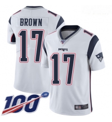 Patriots #17 Antonio Brown White Youth Stitched Football 100th Season Vapor Limited Jersey