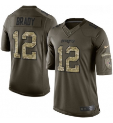 Youth Nike New England Patriots 12 Tom Brady Elite Green Salute to Service NFL Jersey