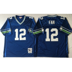 Men Seattle Seahawks 12 Fan Blue M&N Throwback Jersey