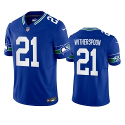 Men Seattle Seahawks 21 Artie Burns Royal 2023 F U S E  Vapor Limited Throwback Stitched Jersey