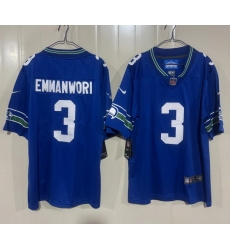 Men Seattle Seahawks 3 Nick Emmanwori Blue 2025 F U S E Vapor Untouchable Limited Stitched Football Jersey