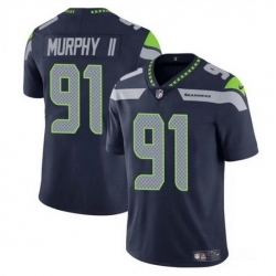 Men Seattle Seahawks 91 Byron Murphy II Navy 2024 Draft Vapor Limited Stitched Football Jersey