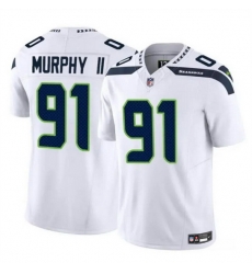 Men Seattle Seahawks 91 Byron Murphy II White 2024 Draft F U S E Vapor Limited Stitched Football Jersey