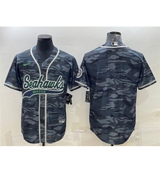 Men Seattle Seahawks Blank Grey Camo With Patch Cool Base Stitched Baseball Jersey