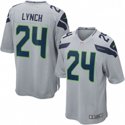 Mens Nike Seattle Seahawks 24 Marshawn Lynch Game Grey Alternate NFL Jersey